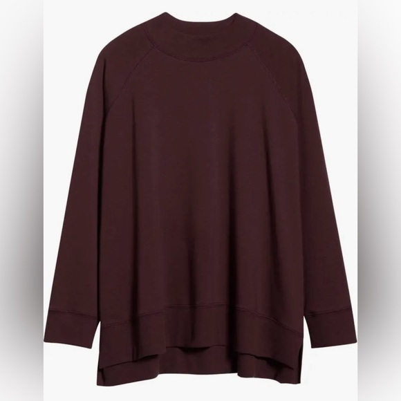 Eileen Fisher Mock Neck Long Sleeve Top in Cassis Size L. NWT